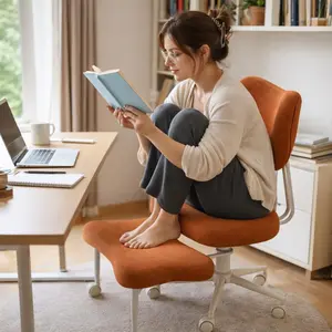 Cross Legged Office Chair Armless Kneeling Desk Chairs for Meditation ADHD Yoga Wide Criss Cross Chair with Wheels Vanity Chair for Girls Women Living Room Bedroom Study Small Space