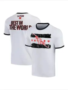 Summer 3D Printed Wrestler CM Punk T-shirt Sports Gym Workout Tee Men's Breathable Quick Drying Lightweight T-shirt