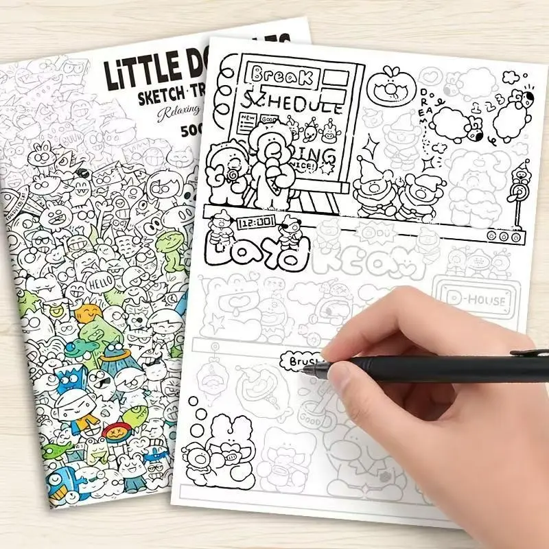 Kawaii Doodle Coloring Notebook, Whimsical Little Character Sketch, Relaxation Planner, Creative Activity Book, Fun Art Journal, Sketching Notebook, Whimsical Characters, Drawing