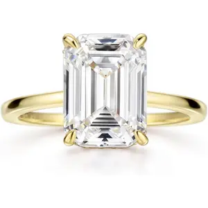 18K Gold Plated 4ct Emerald Cut Cubic Zirconia Engagement Rings For Women Sterling Silver Wedding Ring Promise Ring Sterling Silver princess cut ring halorings