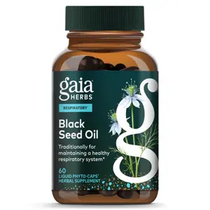 Gaia Herbs Black Seed Oil - Cold-Pressed Capsules with Nigella Seed Traditionally Used for Lung, Respiratory & Antioxidant Support* - Herbal Supplement - 60 Vegan Liquid Phyto-Caps