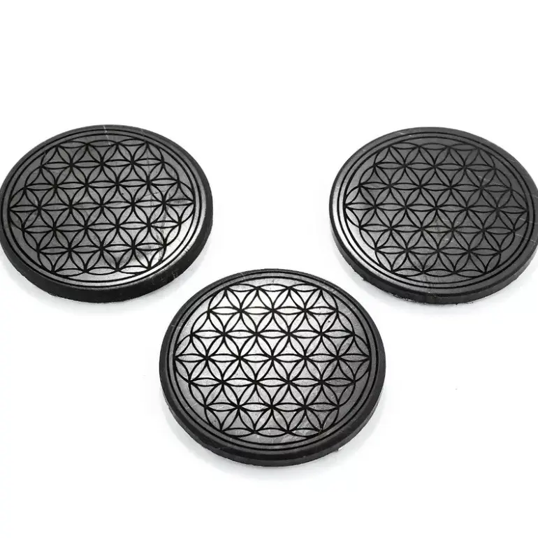 Engraved Shungite Stickers for Phones & Smartphones, 2-Inch Diameter Protective EMF Protection Accessories for Devices Against Electromagnetic Pollution, Smartphone