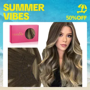WENNALIFE Invisi Edge Tape Hair Extensions 14-24 Inch Remy Human Hair Balayage Chocolate Brown to Caramel Blonde 10pcs 25g Seamless Luxury Straight Extensions for Black Girls Long Box #Summervibes