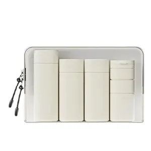 5PCS Travel Bottles for Toiletries,Portable Leak Proof Travel Size Containers, Travel Accessories with Clear Toiletry Bag (2PC 2.71oz/ 1PC 3.38oz /1PC 1.69oz/1PC 0.5oz) - Home Improvement.  Organiser Set  Canister