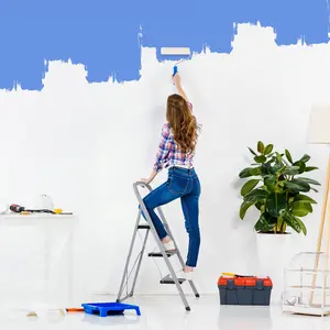 ZENY 2/3/4 Step Steel Ladder Folding Stool 300lbs Capacity Portable Step Stool with Anti-Slip Pedal & Safety Lock, Gray