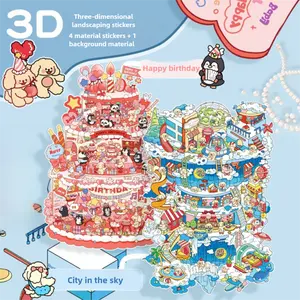 Miniature scene decoration stickers, mini stress-relief craft stickers, 2.5D scene DIY stickers