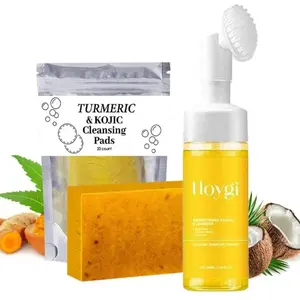 Turmeric Cleansing Set, 1 Set Turmeric Tablets & Turmeric Cleansing Mousse & Turmeric Soap, Facial Cleansing Skincare Set