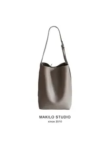 Women's solid color casual and simple bucket bag - relaxed style, sophisticated and fashionable tote bag with large capacity. It can hold a 15-inch Apple laptop and is suitable for daily use and commuting. Crossbody Tote