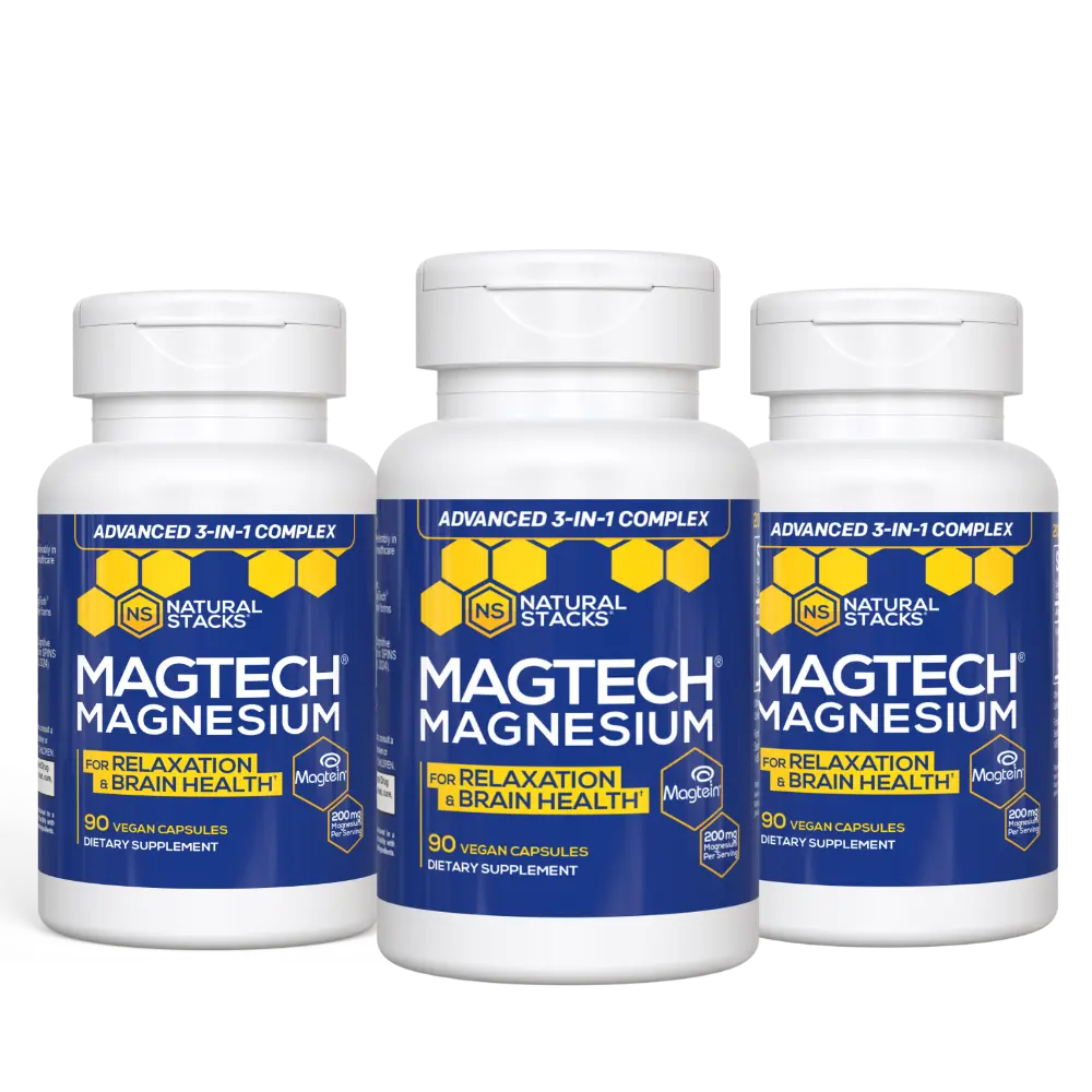 MagTech Magnesium (90ct) - 3 Pack - Promotes Sleep Quality and Relaxation* - Contains Magnesium Glycinate, Magnesium l-Threonate (MagTein), and Magnesium Taurate