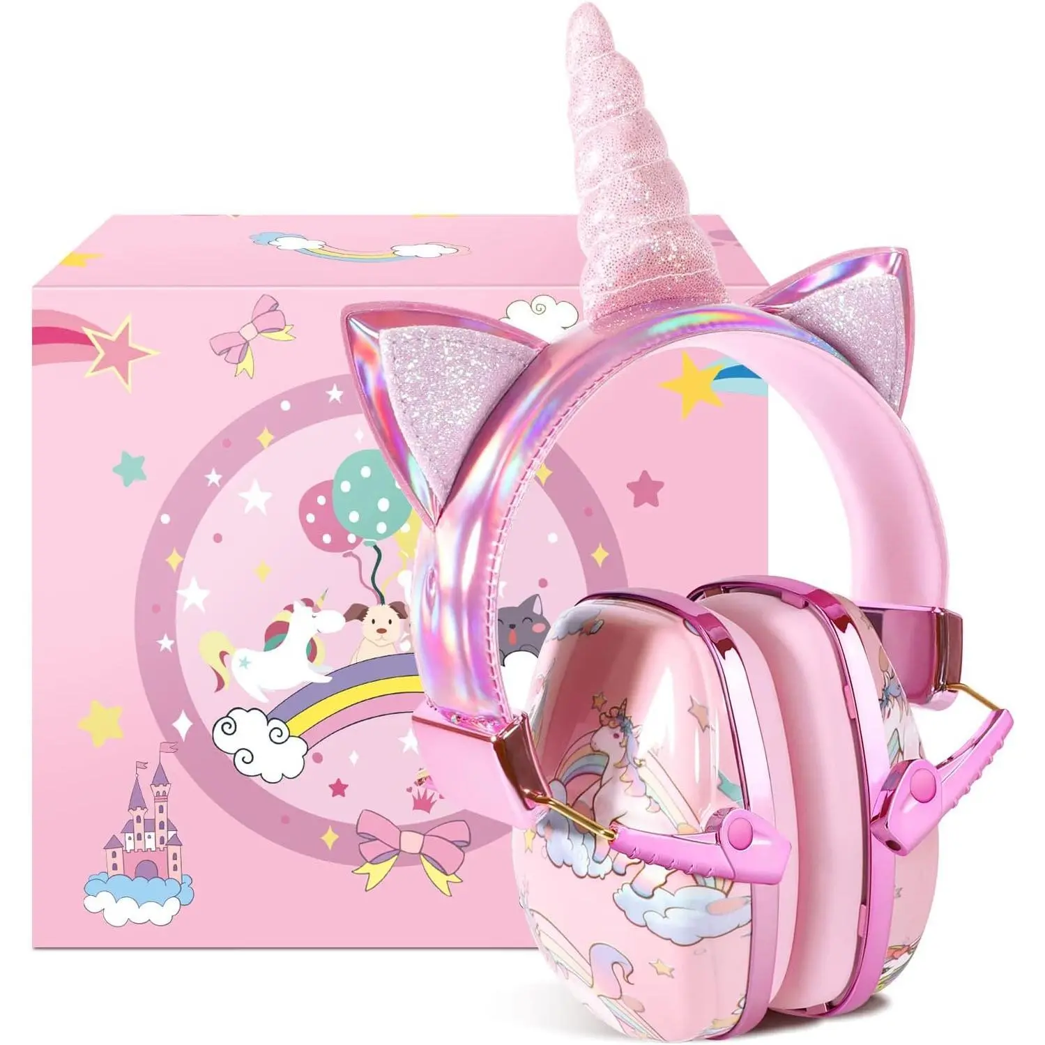 L-HPS013  Unicorn Noise Cancelling Earmuffs | 25dB Hearing Protection for Sensory Sensitivity & Focus | Adjustable Sound Blocking Headphones for Concerts, Travel & Calming | Age 1+ Gift Set