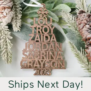 Family Christmas Ornament, Personalized Christmas Tree Ornament, Christmas Gift for Family, 2023 Christmas Keepsake, Family Name Ornament