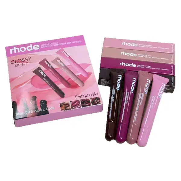 Shades Rhode Peptide Lip Balm 10ml, Moisturizing and Naturally Shiny Lip Balm, Long-lasting Color Locking and Moisturizing Lip Gloss, Nourishing Everyday Lipstick, Designed for Girls - 4-piece Set
