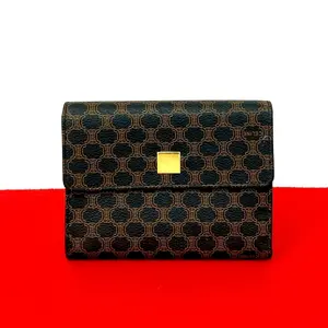Pre-owned Celine Calfskin Small Leather Goods Macadam PVC Trifold Wallet