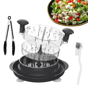3-in-1 Manual Salad Cutter Bowl Set | Vegetable Chopper, Salad Maker, Serving Tongs & Cleaning Brush Included