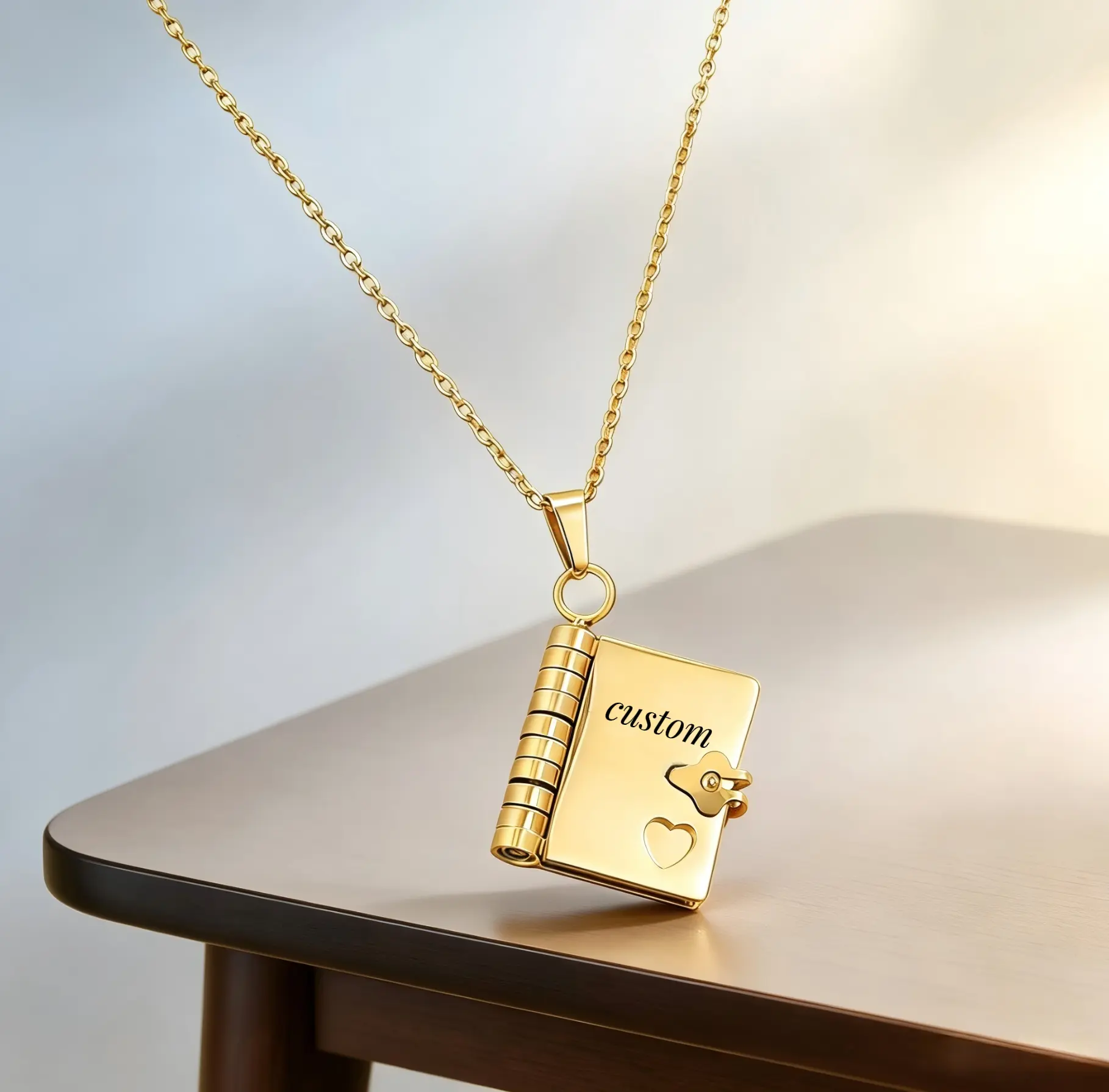 Personalized Engraved Book Locket Necklace | Custom Text Love Letter Pendant, Sentimental Gift for Sisters, Friends, Daughters & Daily Self-Encouragement