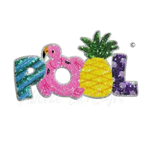Pool Summer Sequin Embroidery Patch-Large