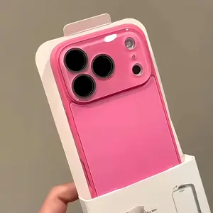 Candy-Colored Shiny Glass iPhone Case - Silicone Smooth Skin-Feel Customized Protective Casing for iPhone 13 Pro,14,15,16,17 Pro - Full Coverage Solid Color Tech Accessory, Everyday Handheld Phone Accessories