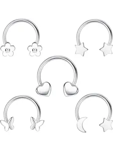 5PCS Cute Septum Jewelry Star Septum Ring 16G Septum Rings Stainless Steel Septum Pierced Ring Cool Septum Rings Heart Butterfly Septum Ring