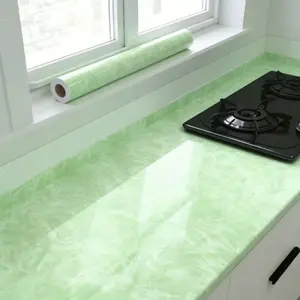 Contact Paper for Countertops Kitchen Wallpaper for Walls Backsplash Green Marble Countertop Peel and Stick Waterproof Bathroom Counter Top Covers Desk Table