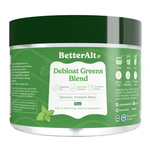 BetterAlt Greens Blend | Mint Flavor | 15 Super Greens-Blend of Spirulina, Moringa & More | Vegan Super Greens Powder | 5.29oz, 30 servings