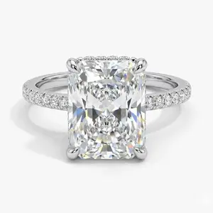 #14（Raidiant 4CT）925 Sterling Silver Synthetic Moissanite Ring