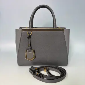 Pre-owned leather Tote Bags Fendi Petite 2Jours Tote in Grey Elite Calfskin