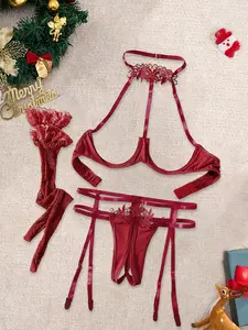 Underwear (with steel rims, thongs, a pair of mesh socks) sexy no take off underwear hot and spicy temptation romantic no take off convenient set fishnet gift T-Back teddy lovesexy avid garterbelt crotchless  Halloween