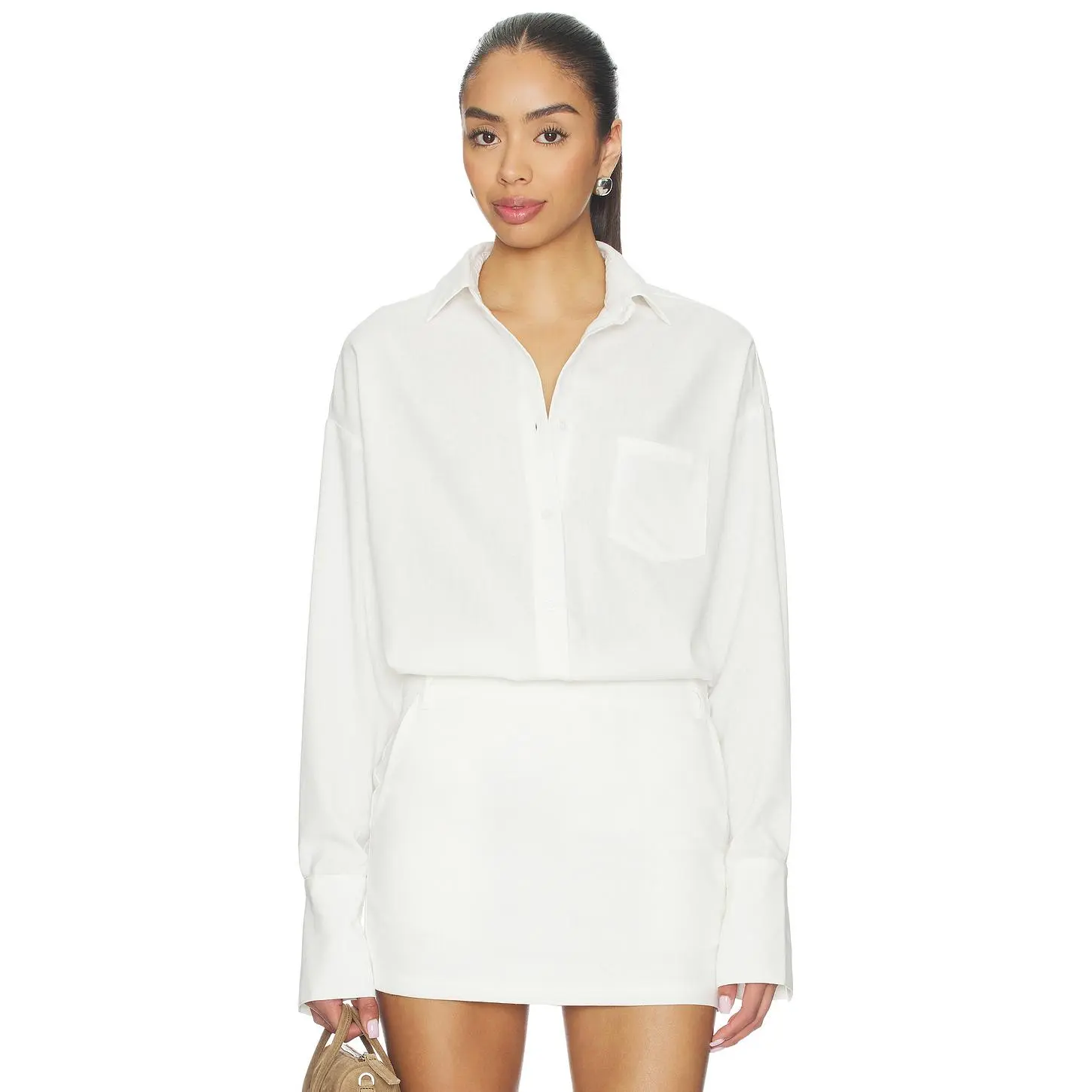 ALL THE WAYS Greta Button Up Top in White
