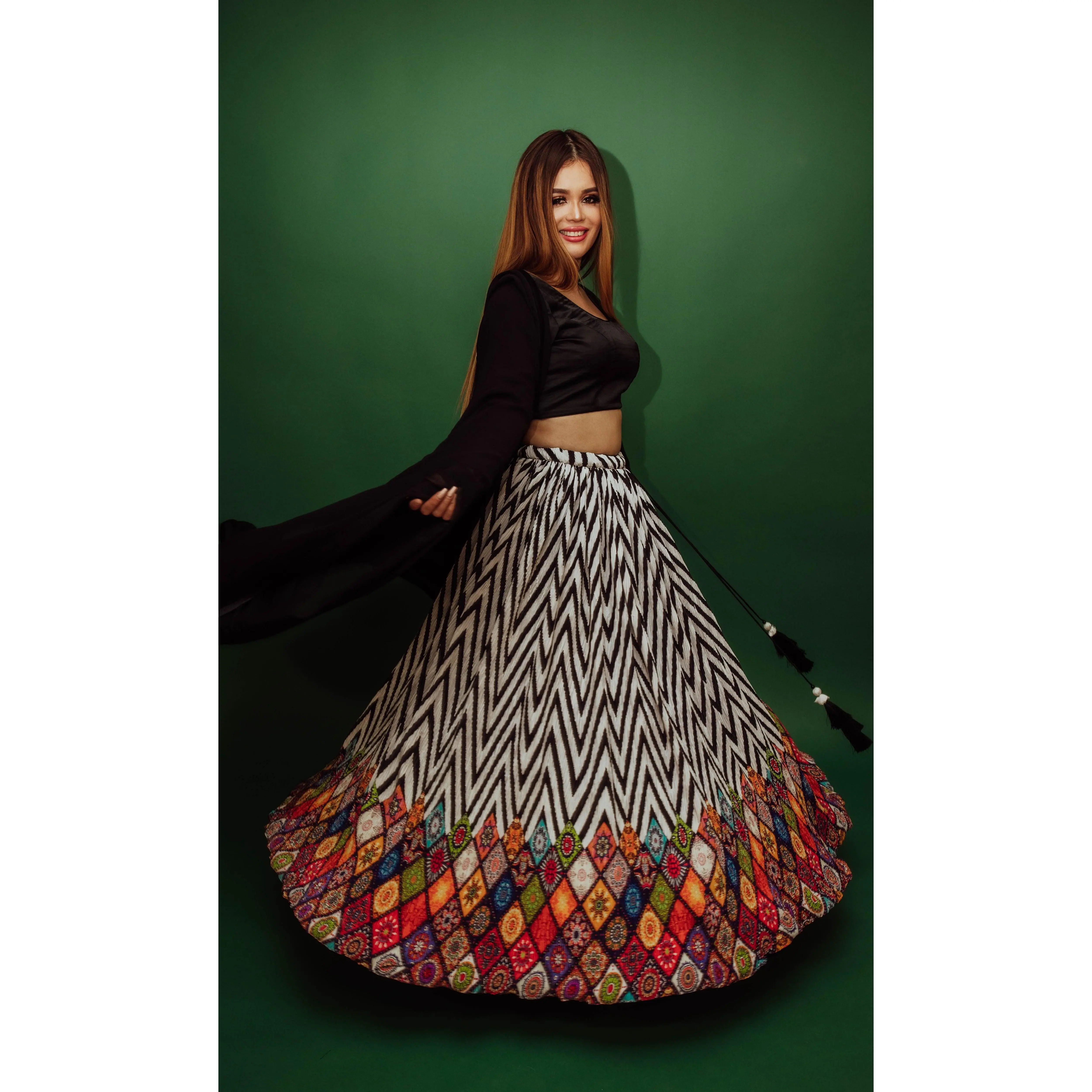 Bowie Chevron Lehenga Choli Set