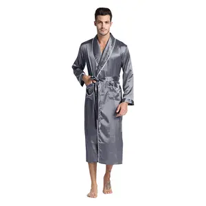 Grey Silky Satin Robe