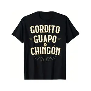 Men's Oversized Casual Round Neck Print T-Shirt - Funny Mexican Graphic, Chubby Handsome Themed Menswear Top Vintage