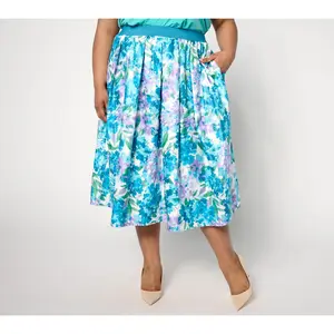 Joan Rivers Red Carpet Regular Printed Floral Taffeta Midi Skirt