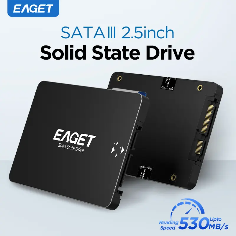 2.5 Inch SATA III Internal SSD, Up to 530MB/s Read 500MB/s Write Solid State Drive, 3D NAND Flash Hard Drive, Simple PC Upgrade for Laptops & Desktops, Faster Boot Times, Ideal Storage for PC Games Photos Videos, Multiple Storage Capacities AvailableEAGET