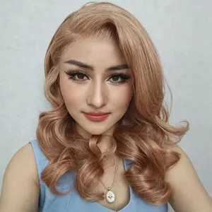 【NEW IN】18'' Unice 13x4 Golden Blonde Balayage Layered Loose Wave Human Hair Lace Frontal Wig With Face-Framing Curtain Bangs