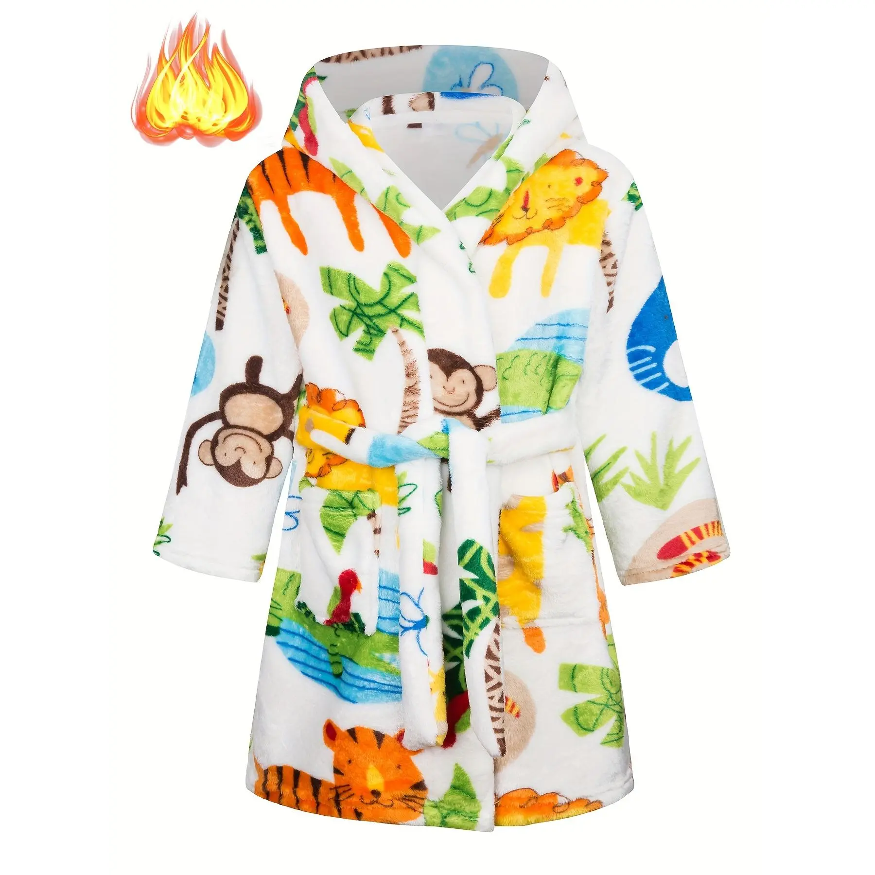 A cozy and soft flannel printed bathrobe for boys and girls, perfect as a gift for children aged 2-11 for parties or lounging at home.