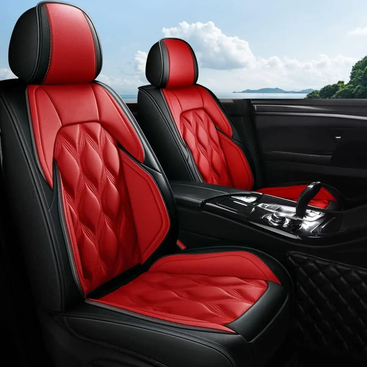 Car Seat Covers Full Set - 2/5 Seats Custom Fit for Equinox 2007-2026, Faux Leather Finish, Spill-Proof Waterproof Material, Airbag-Safe Cushion Protector, Car Seat Cushions
