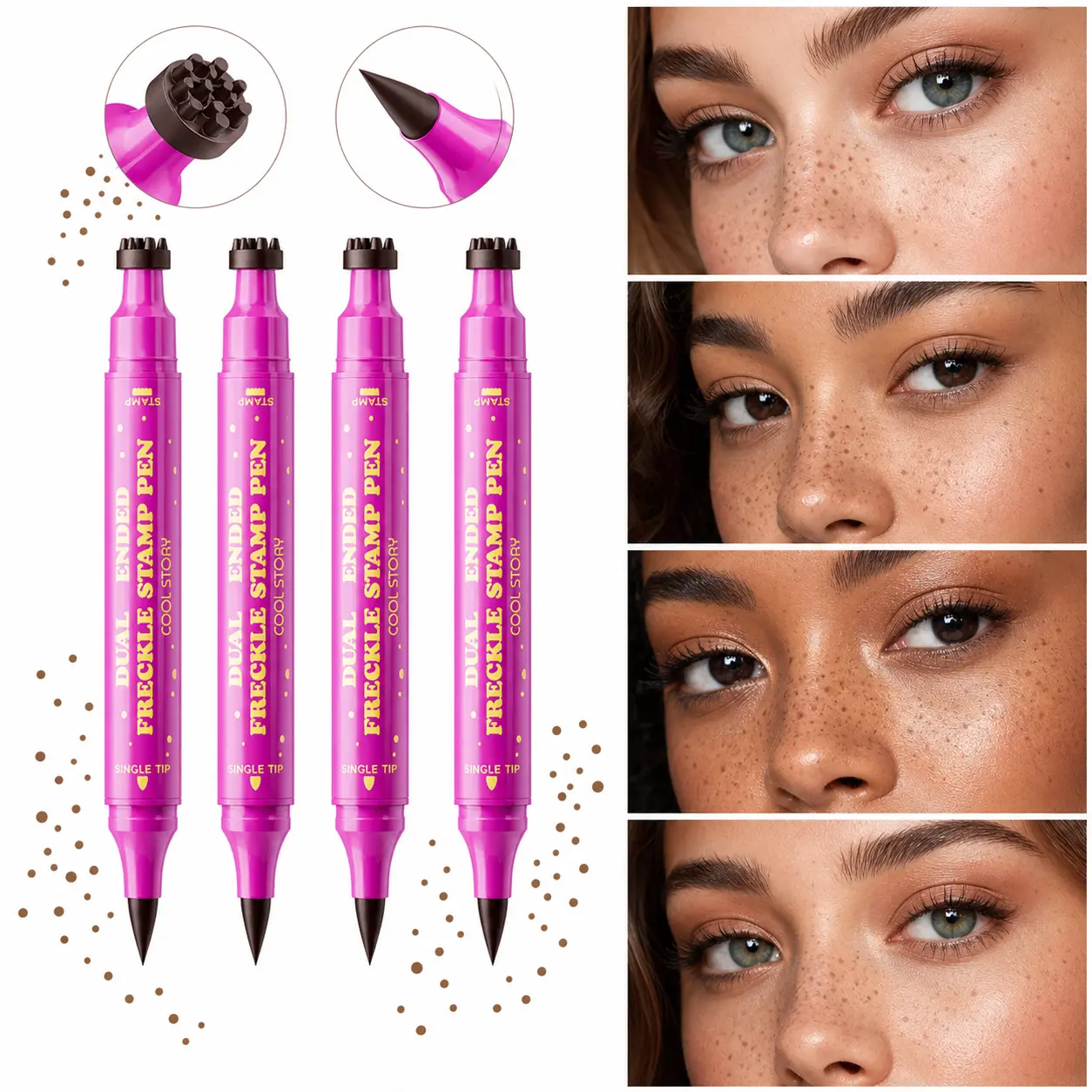SummerWins Dual-Ended Faux Freckle Pen, Freckle Stamp and Fine Tip Makeup Pen for Natural-Looking Face Makeup, Easy Freckle Look for Daily Wear, Party, Festival and Photo MakeupDealsForYouDays