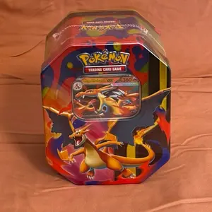 Pokémon Mega Trading Card Game Tin - Featuring Mega Charizard X & Y - Collectible Trading Card Game