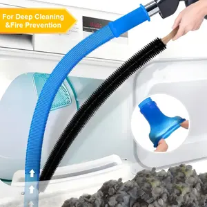 2 Pieces Dryer Vent Cleaner Kit Compatible with All Vacuum Cleaner, Dryer Lint Brush and Vacuum Hose Attachment with Stretch Universal Connector, Quickly Lint Remover，Deep Lint Removal，Improved Airflow，Durable，Easy