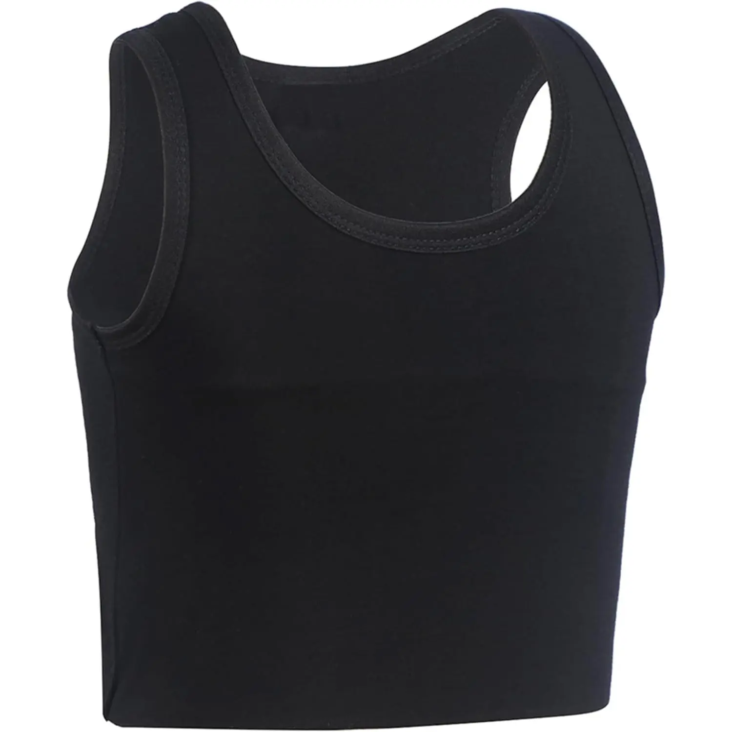 Women's Transgender On-Closure Elastic Chest Binder Tank Top - Sleeveless Pullover, Basic Black, Casual Minimalist, Breathable, Flat Fit, Imported Cotton, Moderate Stretch Womenswear Underwear, Binder Style Women's Tanks & Camis, Casual Women's Tanks & Ca