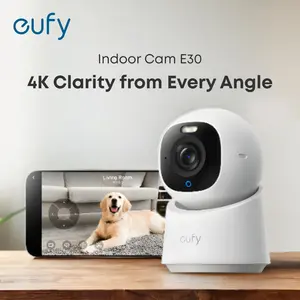 【Upgrade C220】eufy Indoor Cam E30, Latest Generation, 4K UHD Security Camera, 360 Pan-Tilt, Color Night Vision, AI Detection for Human/Pet/Audio/Crying, Human/Pet Auto Tracking, Works with Homekit