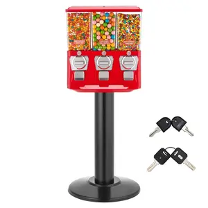 fathersdaygift VEVOR Candy Vending Machine, Triple Compartment Candy Vending Machine with Stand, Gumball Candies Vendings Machines with Built-In Cash Box, Detachable, Vintage Candies Dispenser for Shops, Arcades