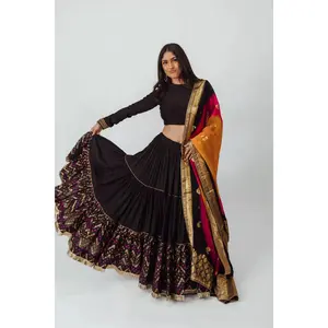 Antonia Black Tiered Lehenga Choli Set