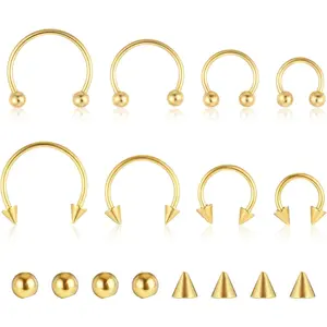 16Gauge Septum Ring, 16 count Horseshoe Septum Rings Stainless Steel Hinged Clicker Segment Septums Rings  Nose   Cartilage Helix Tragus Earring Hoop Eyebrow Lip Retainer (6/8/10/12mm)