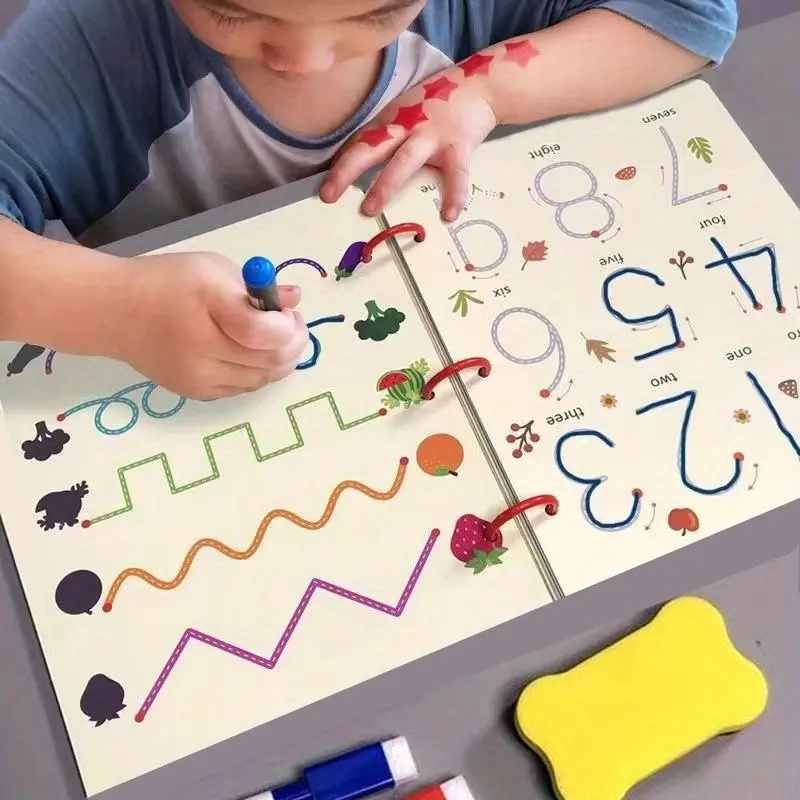 Magic Copybook Set with Random Color Accessories, 1 Set 64 Pages Tracing Book, Educational Drawing Book for Birthday Gifts