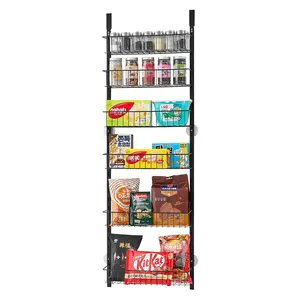 VEVOR Over the Door Pantry Organizer,  6-Tier Pantry Organization and Storage, Heavy-Duty Steel Hanging Spice Rack, Adjustable Wall Seasoning Shelves, for Home Kitchen Laundry Room Bathroom, Black