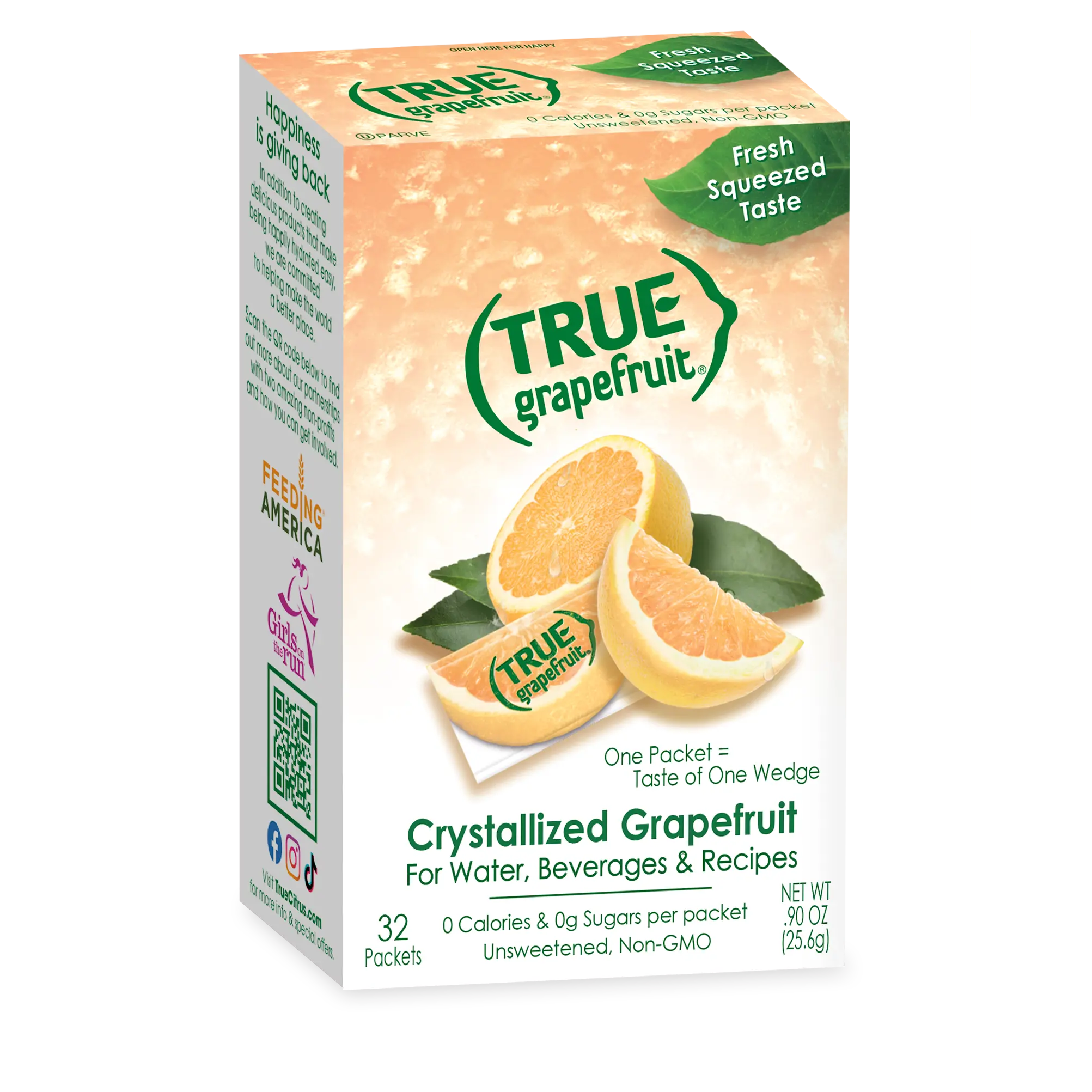 True Grapefruit Crystallized Grapefruit Packets | Fresh-Squeezed Taste | 0 Cal, 0 Sugar | Non-GMO