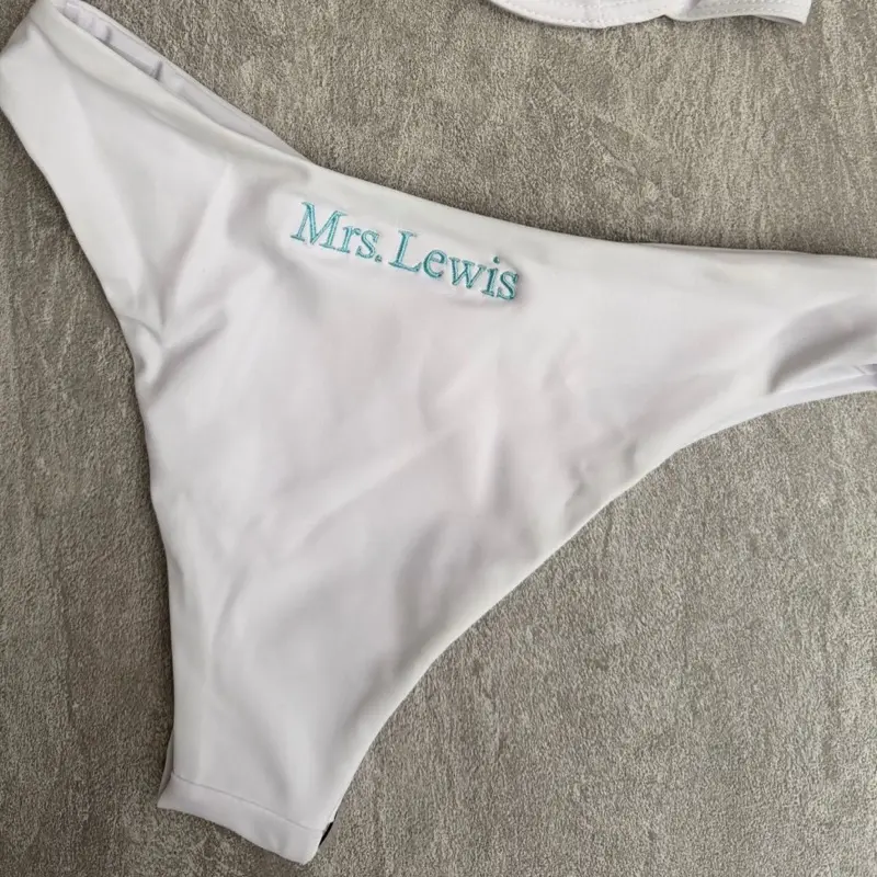 Custom Bridal Bikini Bottom | Personalized Bride Swimwear | Embroidered Bride Bikini | Bachelorette Beach Outfit