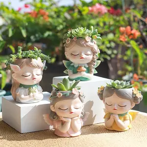 Cute Angel Design Resin Flower Pot, 1 Count Creative Garden Pot, Micro Landscape Succulent Pot, Home Decor Pots, Home Decor Supplies, Garden Supplies