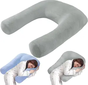 Hombys Health Cooling U-Shaped Body Pillow for Side Sleepers, Adjustable Hug Pillow with Shoulder & Arm Support, Washable Cover